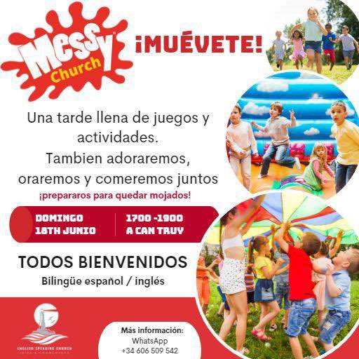 Don’t forget the opportunity this Sunday afternoon to get active and worship God.  
Messy Church starts at 1700 at Can Truy and is in English and Spanish. ALL WELCOME! (It would be helpful to know numbers to assist with catering)
#ibizachurch #messychurch #getactive #worship