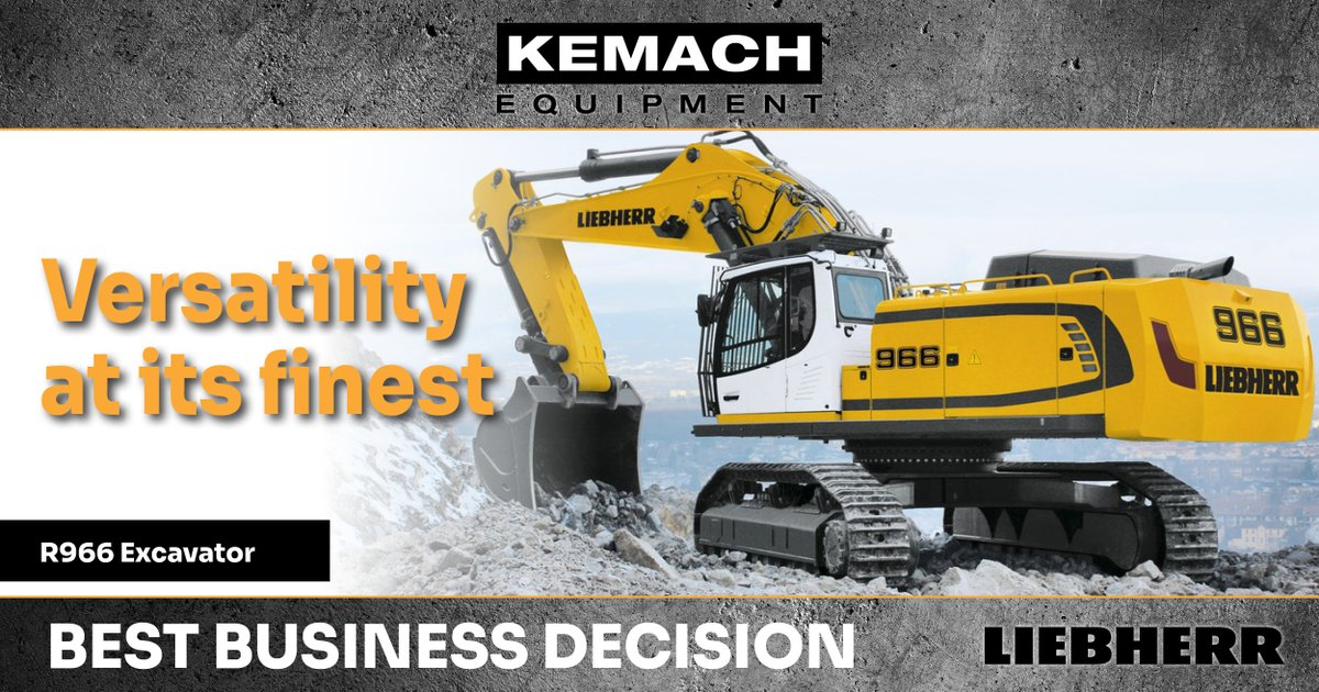 KemachEquipment's tweet photo. The powerful Liebherr R966 excavator is able to operate on large construction sites and in smaller quarries. 

Find out more about this powerful machine by contacting your nearest dealer: https://t.co/hlLKPwSUX9 

#KemachEquipment #BestBusinessDecision #Liebherr https://t.co/C6UBVUTV9G
