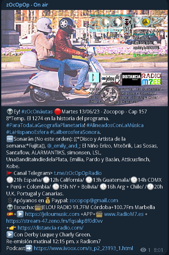 👽Escucha:📻JELOU RADIO 91.7FM Córdoba🇪🇸+▶️ jeloumusic.com +APP+📻 RadioM7.es + stream-47.zeno.fm/fqsakp8f0d0vv 
+👉 distancia-radio.com
▶️Con Derby Luque y Charly Green.
Re-emisión matinal 12:15 pm. x Radiom7
Podcast➡️ ivoox.com/s_p2_23193_1.h…

#Pucherazo23J