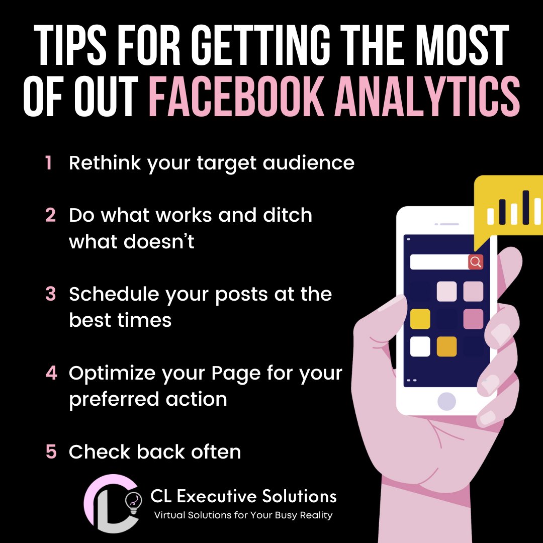 ExecutiveCl's tweet image. For #TipTuesday we&apos;ve been focusing the last few weeks on Facebook as ways to gain leads &amp;amp; sales for your business. It&apos;s important to watch your analytics as it helps in a multitude of ways. If you aren&apos;t doing these things already, you&apos;re welcome. 😄 #CLExec #FacebookAnalytics