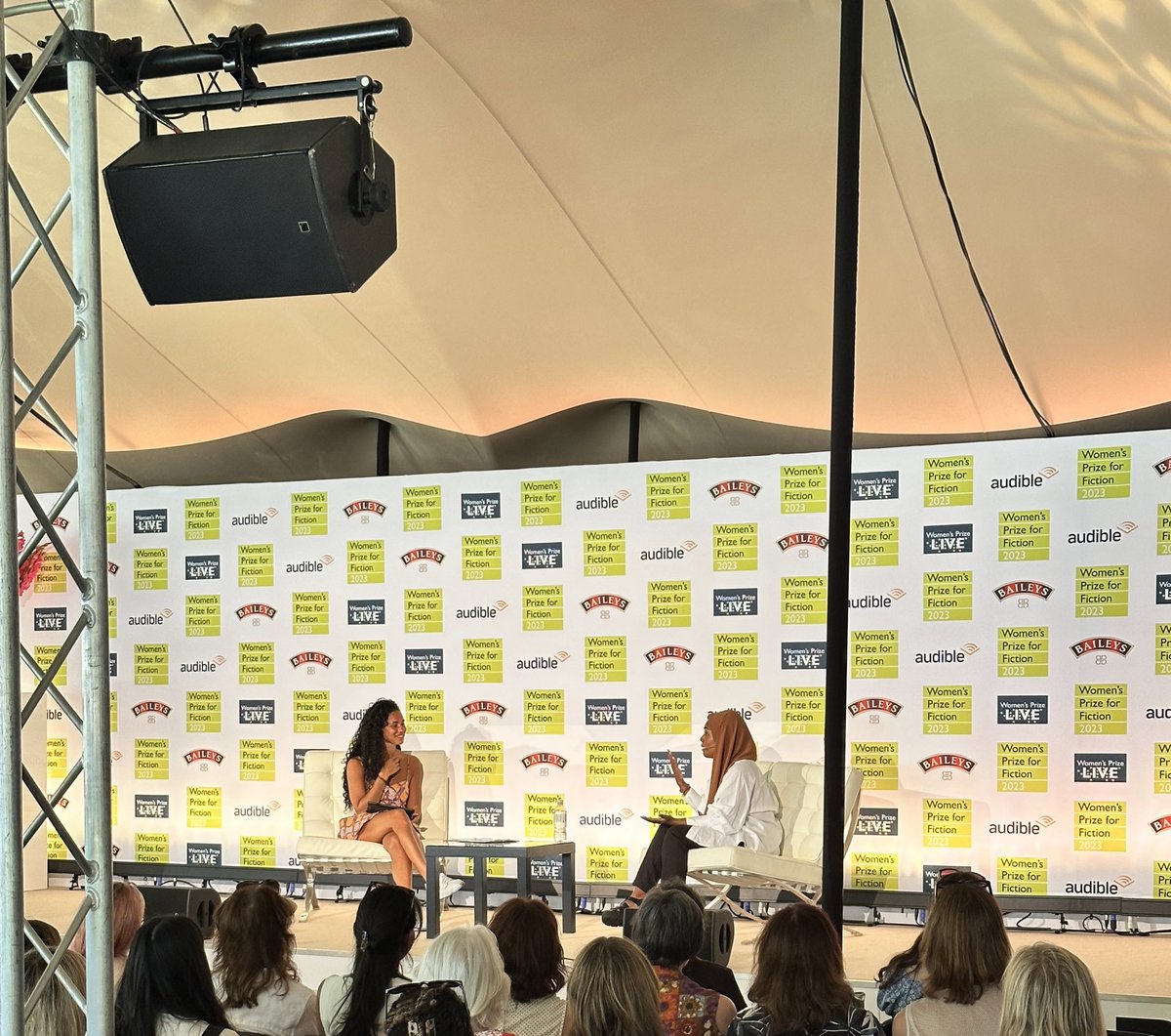 First @WomensPrize Bookshelfie Podcast with @BegumNadiya & @VickNHope, talking about faith, gratitude & writing about anxiety #WomensPrize #WomensPrizeLive