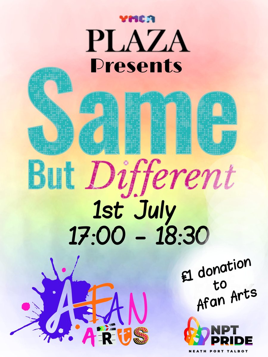 arts_afan's tweet image. Our film 'Same But Different' is having a screening as part of NPT'S first Pride 🏳️‍🌈
Saturday 1st July,  The Plaza, SA13 1DH
£1 entry on the door (cash only) 
Please come and support our local charity and see what the young people from our community achieved🎥🎬
#charitytuesday