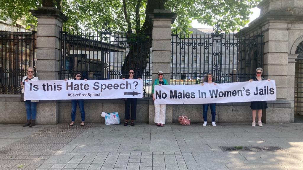 We must not allow Orwellian hate speech legislation to be passed by the Seanad. 

'No males in women's jails.' 

It is ludicrous that this statement will be criminalised as 'hate speech'.

#SaveFreeSpeech
#NoMalesInWomensJails
#NoHateSpeechLaw
#FreeSpeech 
#TheSilencedProtest