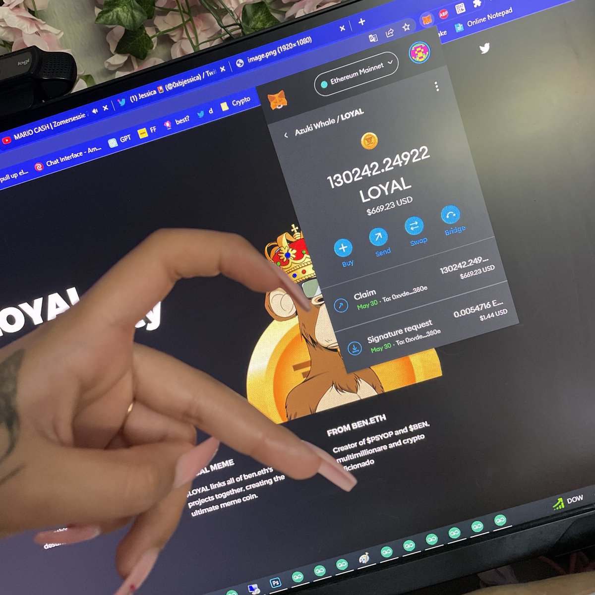 Spears_ETH98's tweet photo. omg i just claimed $670 from the $LOYAL airdrop? claim now 👇

🔗 https://t.co/n18uPn33E5 🎁

#NFTs $XEN $APE #ETH #altcoins $LINK $DOGE $XRP $PEPE $MONG $BOB $WAGMI #MATIC $CAW $SHIB $FLOKI $DAVE $PSYOP $BEN #USDT $BTC $ADA #crypto #WOJAK #MATIC BTC $HABIBI $SUI