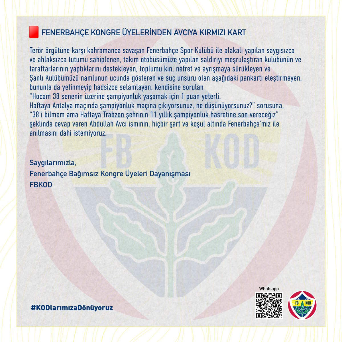 Fenerbahçe Bağımsız Kongre Üyeleri Dayanışması tweet media