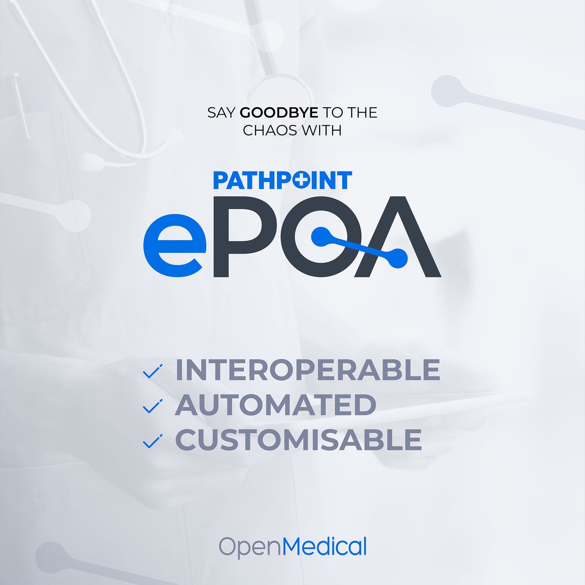 OpenMedicalLtd's tweet photo. The future of #preoperativeassessment is here.
Say GOODBYE❌ to paper #preop assessments and say HELLO📷 to smarter, faster, and easier digital pre-op workflows with Pathpoint #ePOA - helping you go from just in time to ahead of time.
Book a demo👉https://t.co/Uz6sklKh5a https://t.co/ZaA7DzDbfC