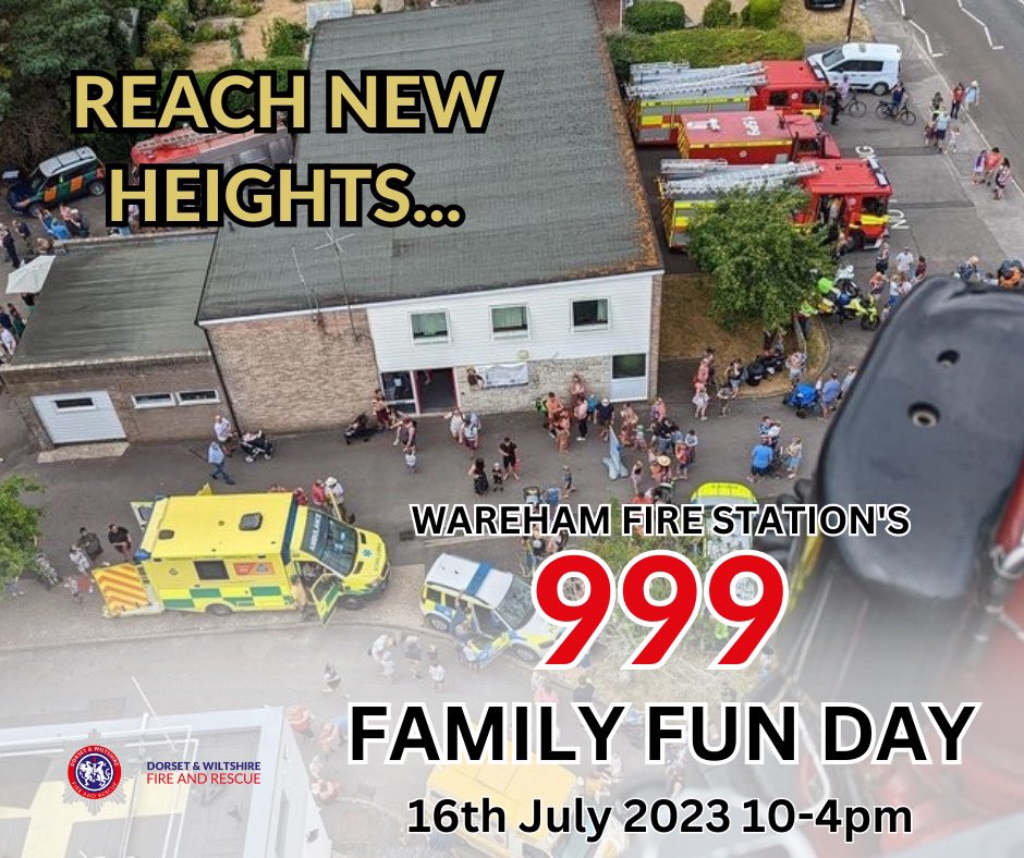 🚨HAVE YOU HEARD!!🚨 Back by popular demand we are holding our 999 Family Fun day! On the 16th July 10am to 4pm at Wareham Fire Station!  #WarehamFireStation #FamilyFunDay #AmazingDay #DaysOut