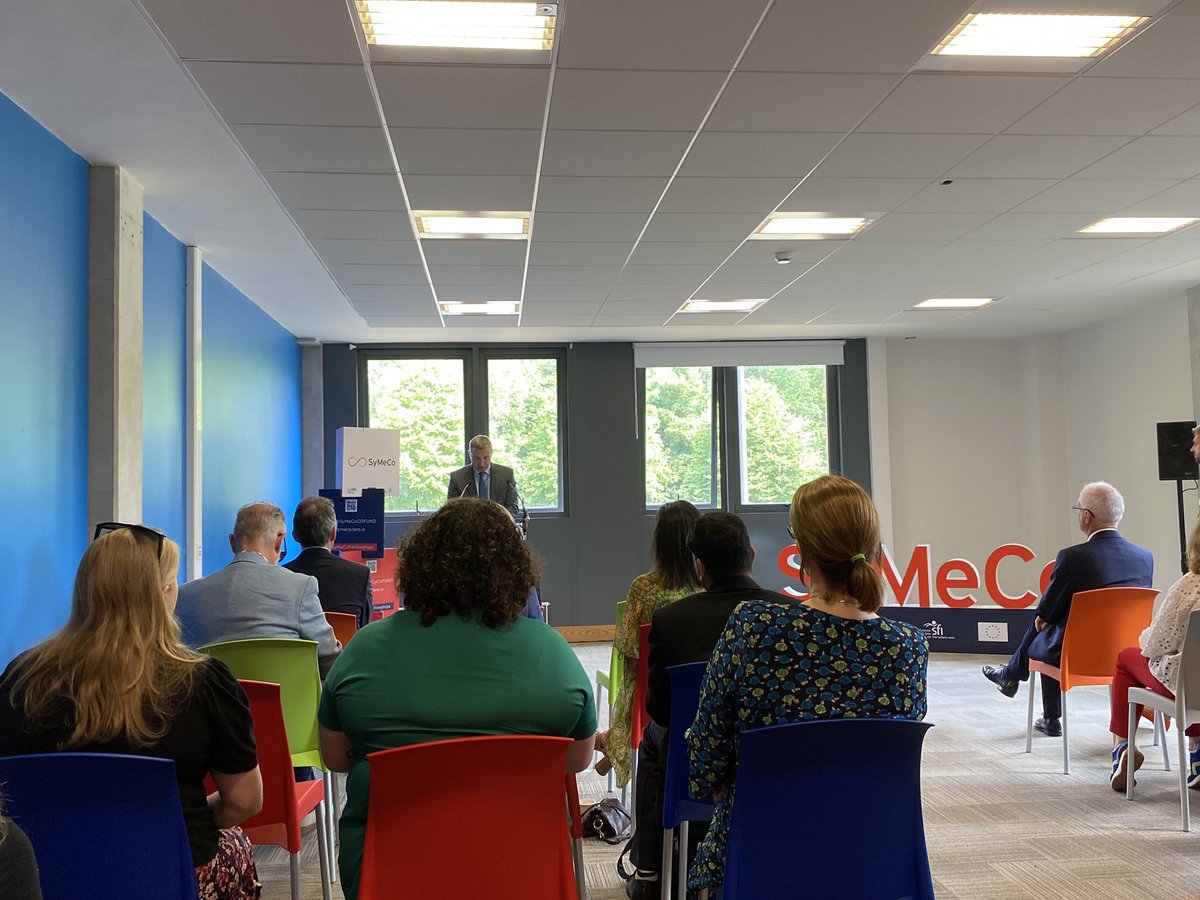 Dr_MarkCampbell's tweet image. Minister Collins speaking at the launch of the SyMeCo COFUND launch here in @LeroCentre. 16 postdoc fellowships of 2 years each. @UL_Research #softwareresearch