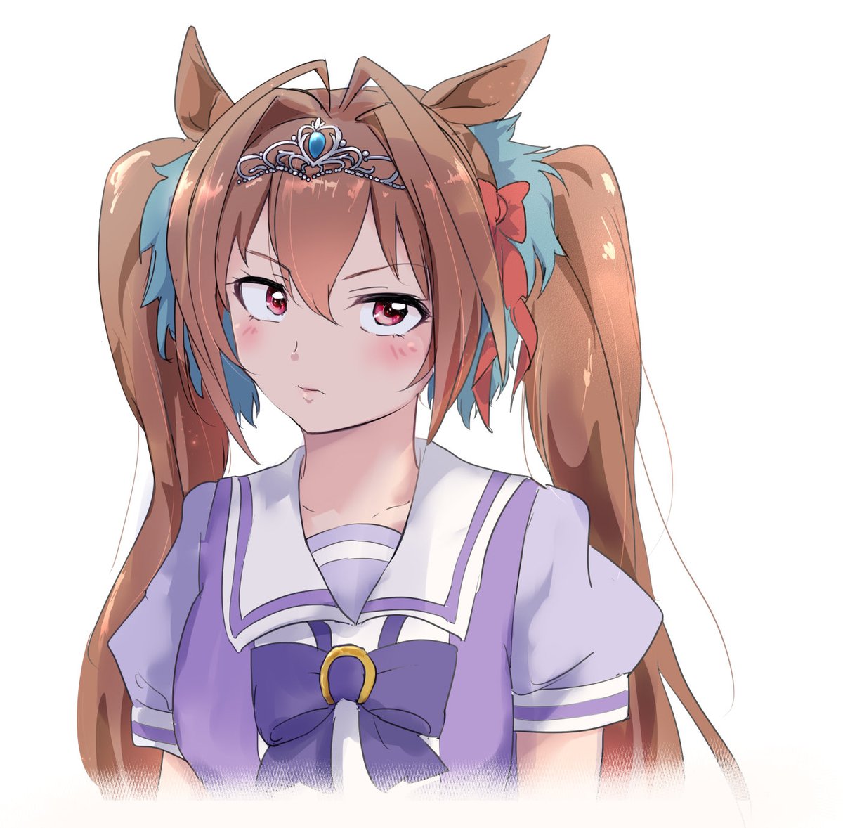daiwa scarlet (umamusume) 1girl solo animal ears long hair horse ears twintails brown hair  illustration images