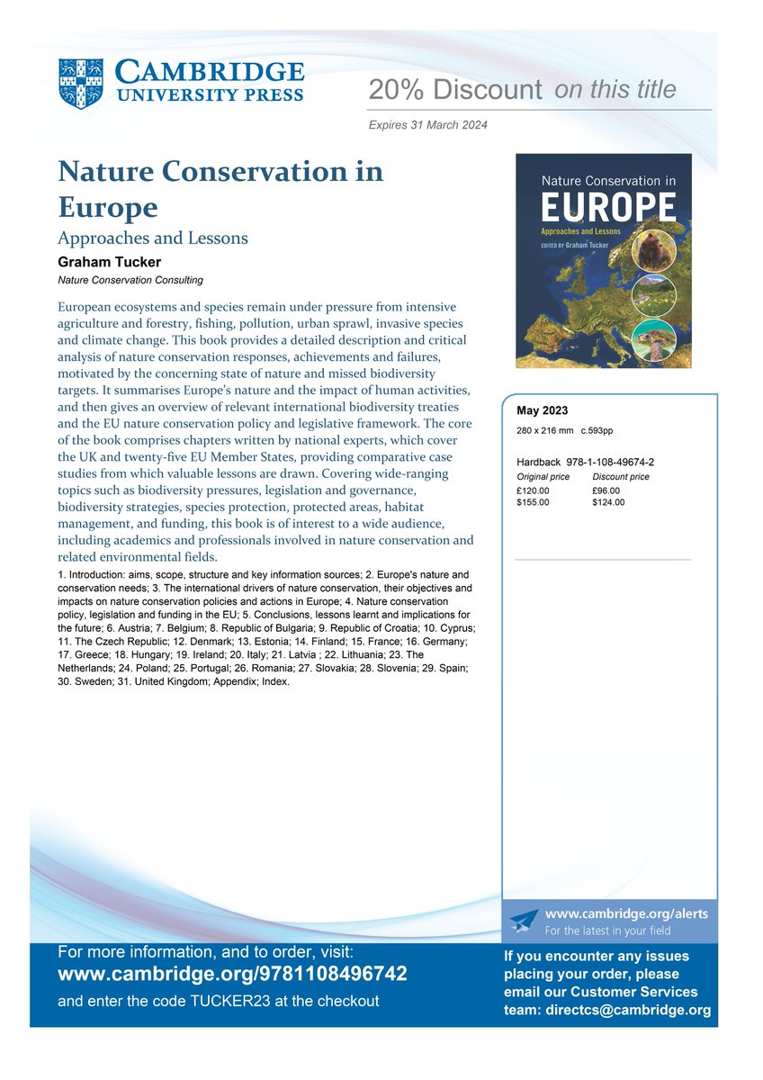 Proud to have a chapter on Ireland in this excellent (& massive!) new book from @CambridgeUP: thanks to my co-author @MiseAnja & editor Graham Tucker. The chapter is broad-ranging, covering science, policy & law and may be of interest for reading lists in a range of subjects.