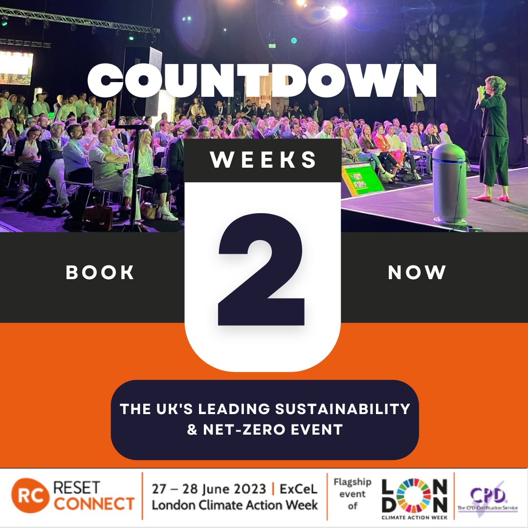 The countdown is on: 27-28 June - Mark your diaries! We’re very excited to be supporting @resetconnect the UK’s leading #sustainability and #netzero event. If you haven’t yet make sure you get your free ticket at bit.ly/3WY3x3V

#resetconnect #lcaw2023 #climateaction…