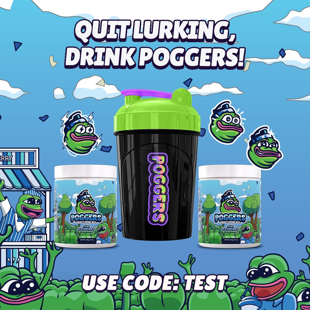 Our new shaker and energy flavor, Blue Raspberry, are looking pretty Poggers on our graphics!