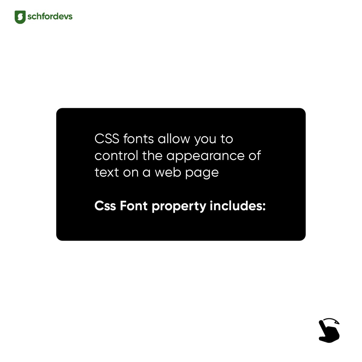 schfordevs's tweet photo. The CSS font is important in styling of websites,

Follow me for more post like this.

#cssfonts #websitestyling #schfordevs #codingbootcamp #frontenddevelopment https://t.co/PTPTciHGby