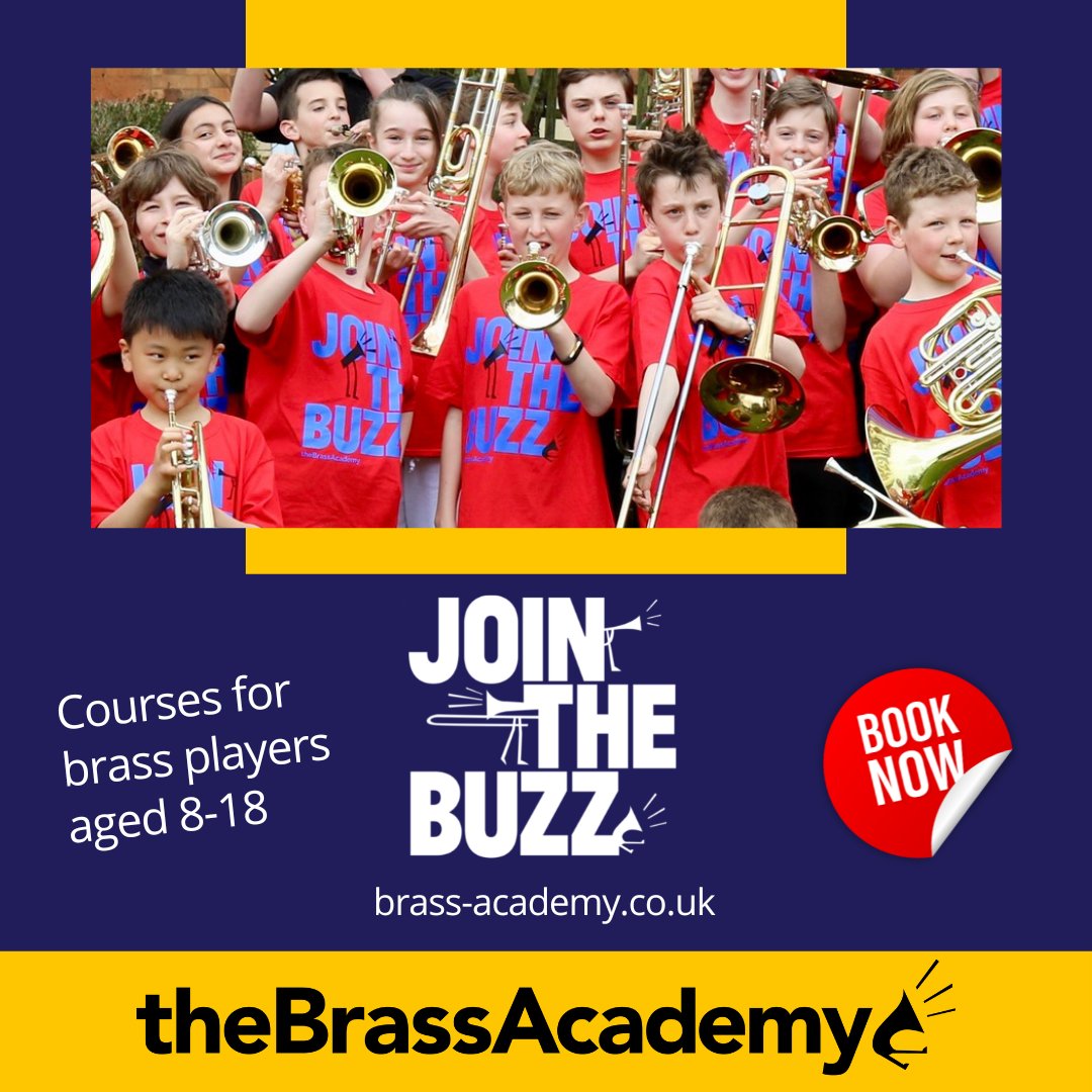 Join the Buzz! Outstanding courses for brass players aged 8-18. We have 2 summer courses: 24-28 July at the Royal Academy of Music in London and our other one is now fully booked, so don’t miss your chance for a spot on our Royal Academy course. BOOK NOW!
brass-academy.co.uk/dates-venues-a…