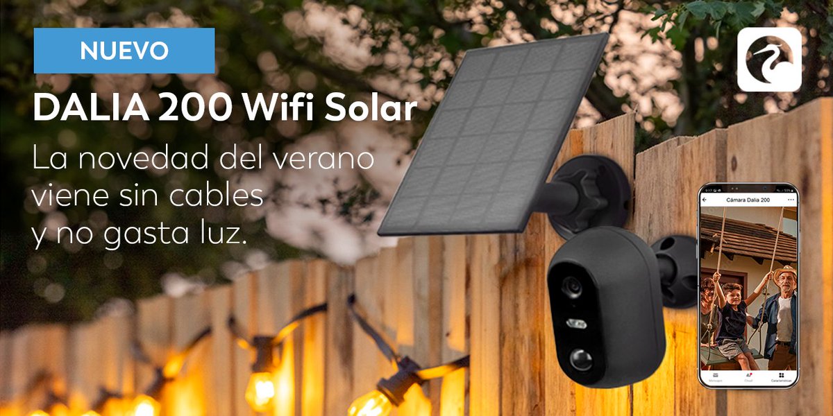 garza_spain's tweet photo. Un rayo de sol... ☀️ Cámara Wifi Dalia 200 de Garza, renueva la familia de #seguridad.
💡Sin cables, energía #solar a 0 € de #gasto.
💡#NUEVO. Visión nocturna a color.
💡NUEVO. Modo alerta #personalizable.
💡#Resistente al mal tiempo.
💡Controla tu #cámara con Garza #Smart. https://t.co/iQowinQhuJ