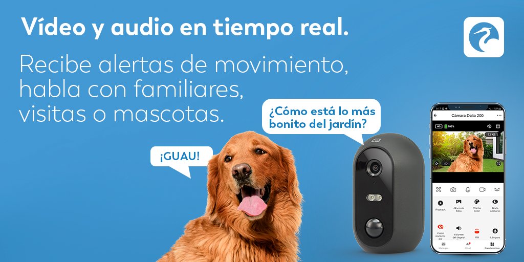 garza_spain's tweet photo. Un rayo de sol... ☀️ Cámara Wifi Dalia 200 de Garza, renueva la familia de #seguridad.
💡Sin cables, energía #solar a 0 € de #gasto.
💡#NUEVO. Visión nocturna a color.
💡NUEVO. Modo alerta #personalizable.
💡#Resistente al mal tiempo.
💡Controla tu #cámara con Garza #Smart. https://t.co/iQowinQhuJ