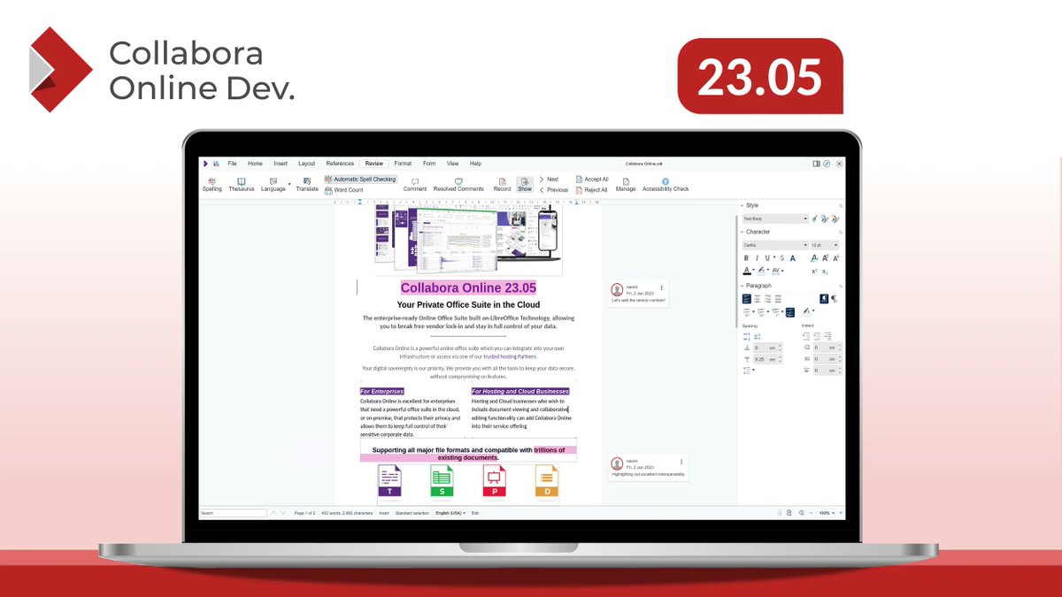 🆕 We are glad to present the new major release of Collabora Online Development Edition (CODE) 23.05 ❤️ 

New features include:
✅ Keyboard shortcuts and learnability
✅ Initial screen reading support 
✅ Dark mode
... and so much more!

Find out more:
collaboraoffice.com/press-releases…