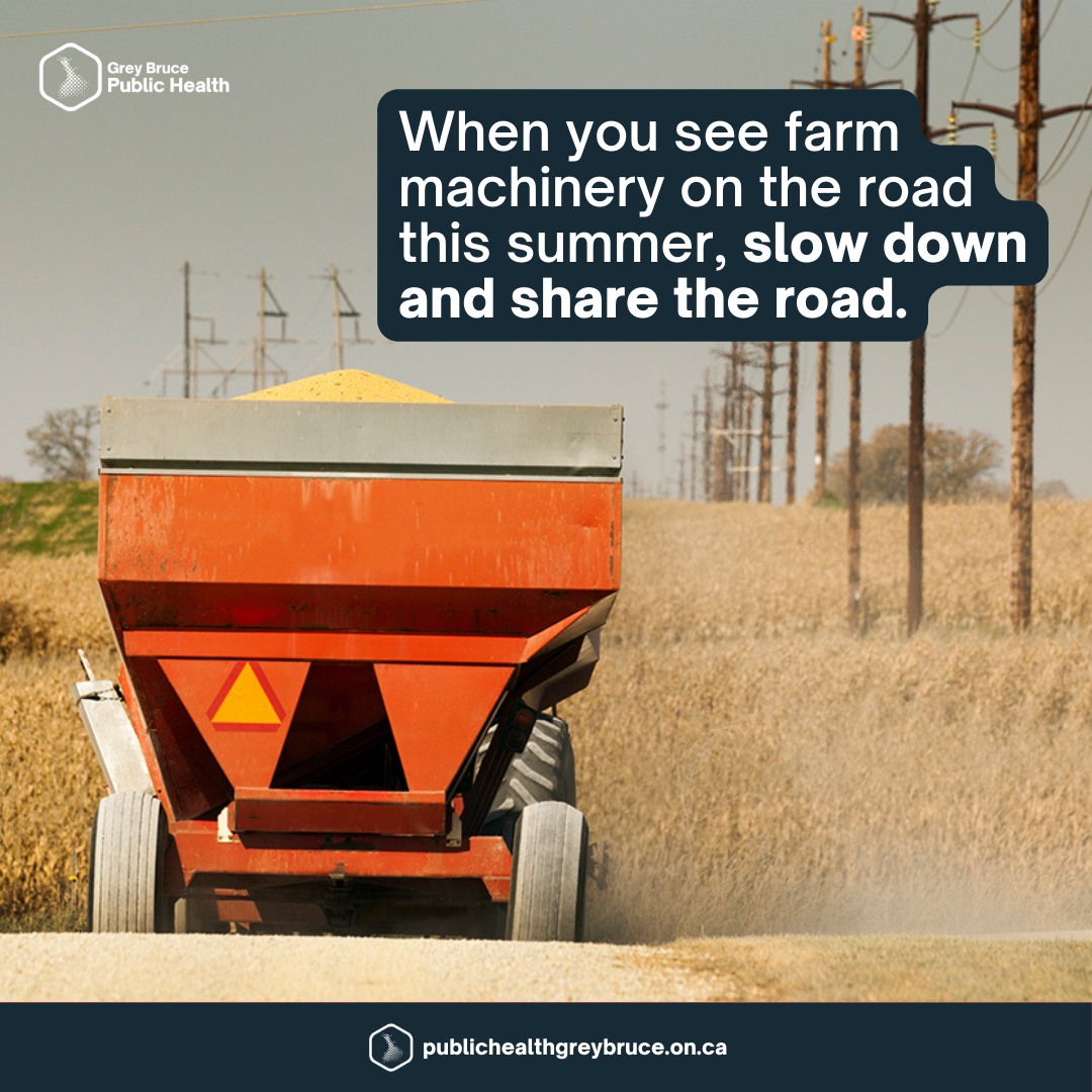 Grey Bruce Public Health advises of Farm Vehicles on Area Roads. Farm machinery move more slowly & are sometimes oversized, so its hard for the driver to see vehicles travelling beside it. #greybruce #publichealth #farmvehicles #besafe
FULL STORY: shorelineclassicsfm.com/grey-bruce-pub…