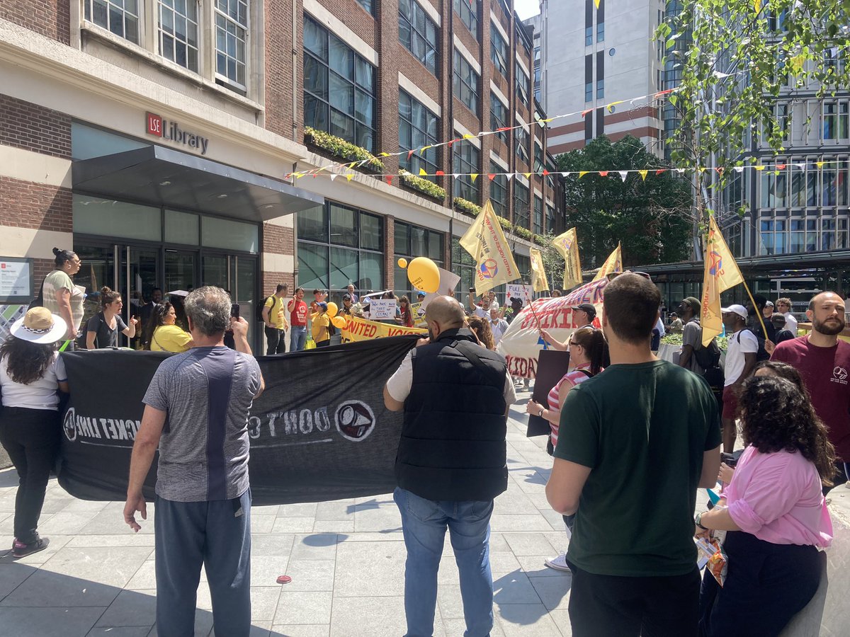 TimNewburn's tweet photo. LSE cleaners’ protest - demanding something many of us in universities take for granted: sick pay #LSEcleaners https://t.co/WXndLGcOmA