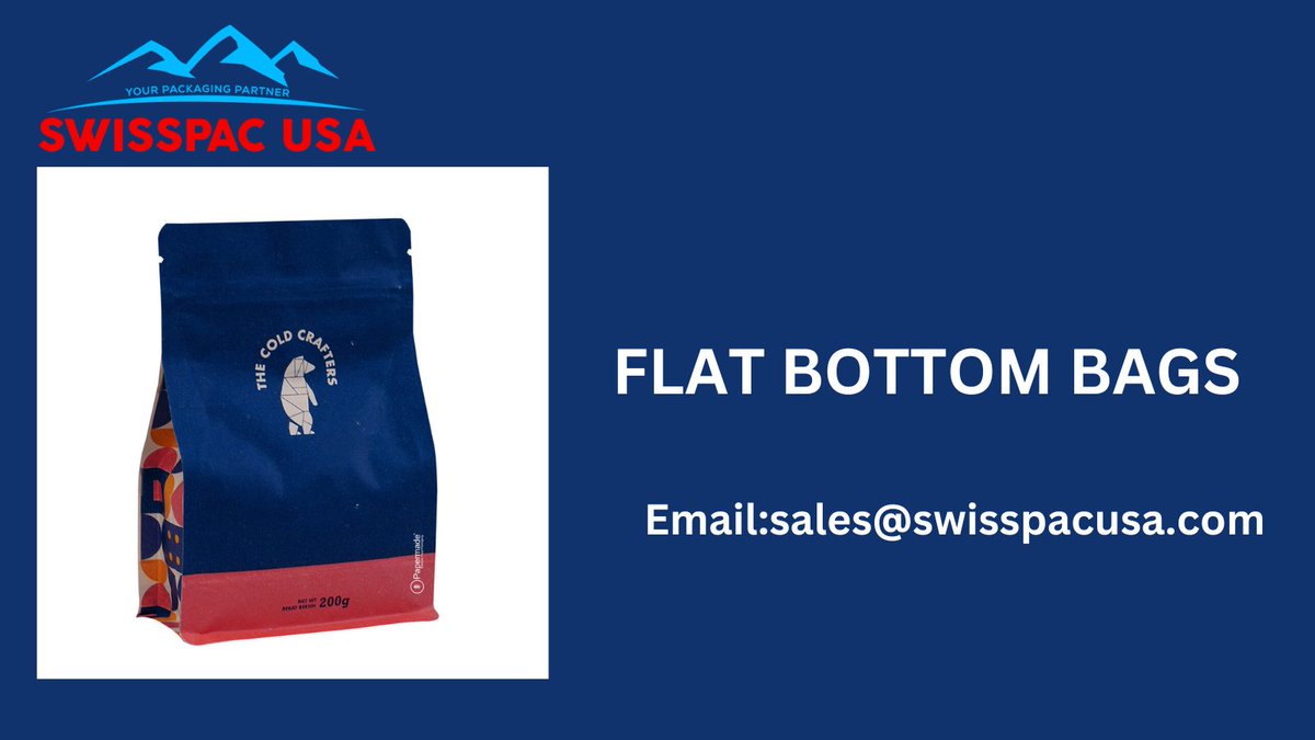 SwissPAC2's tweet image. Our #flatbottombags offer stability and the bags stand up on their own, ensuring easy filling and a striking presentation on store shelves.
swisspacusa.com
sales@swisspacusa.com
#flatbottom #flatbottombags #flatbottompouches #flatbottompouch #innovation #brand