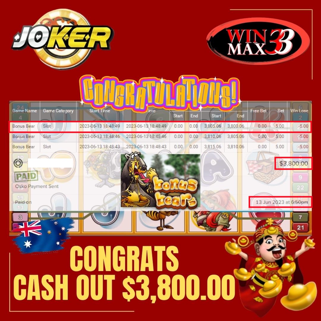 winmax_33's tweet photo. 🎉 Congrats To Our Member Play <Bonus Bears> On <Joker> Get Withdraw $3,800.00 AUD‼️

Still Looking For Trusted &amp; Safest Online Casino Company❓
🇦🇺 Winmax33💫 Is The Best Choice For You
Come Join Us And Win Now‼️

⬇️Customers service 1 : https://t.co/2ePlteJUTr https://t.co/21VDS7UI5C