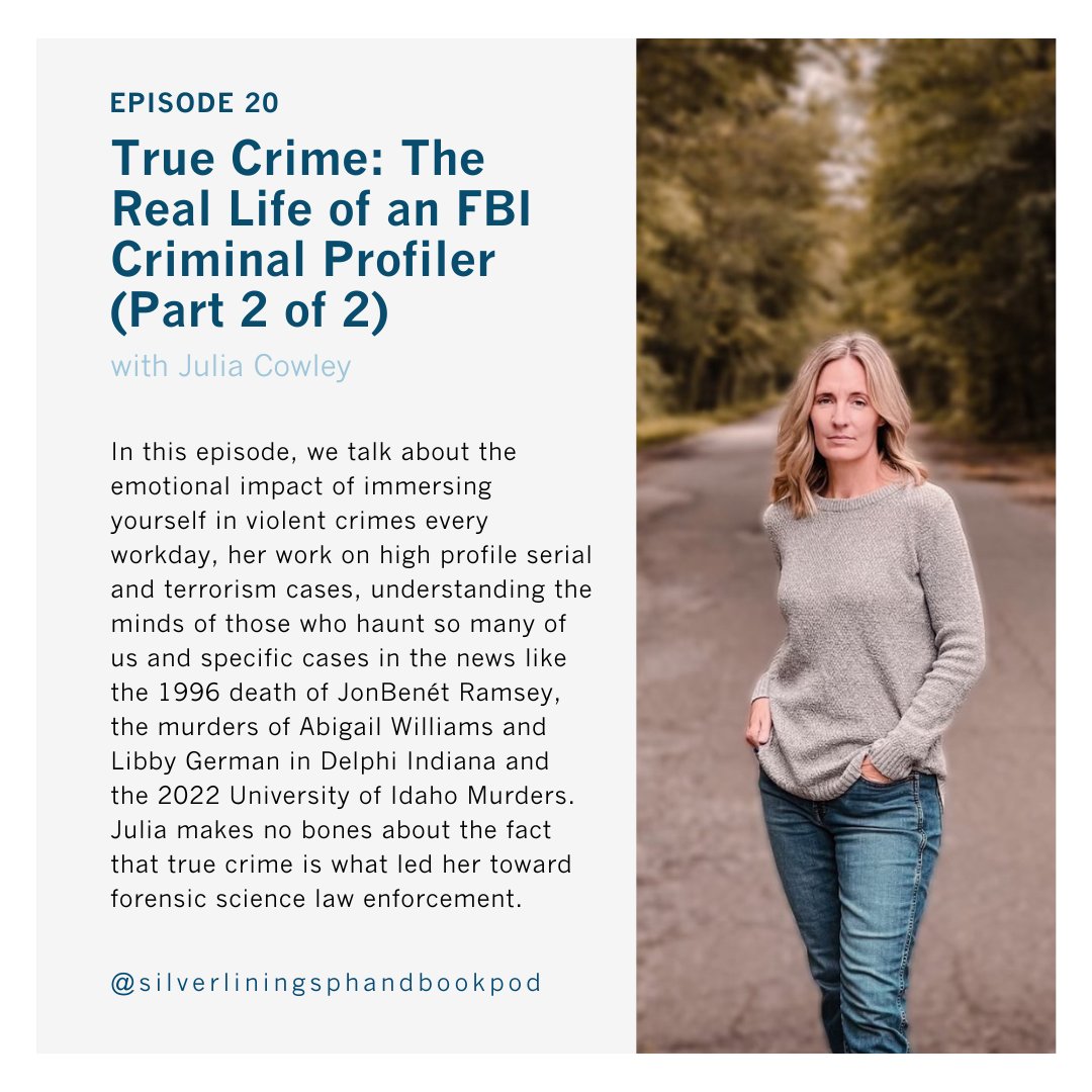 In today's episode, we talk to FBI Profiler @jcow1969about how profiles help investigators solve murders & the type of person who might be the Delphi, Idaho 4 and JonBenet murders.

silverliningshandbook.com/2023/06/13/epi…