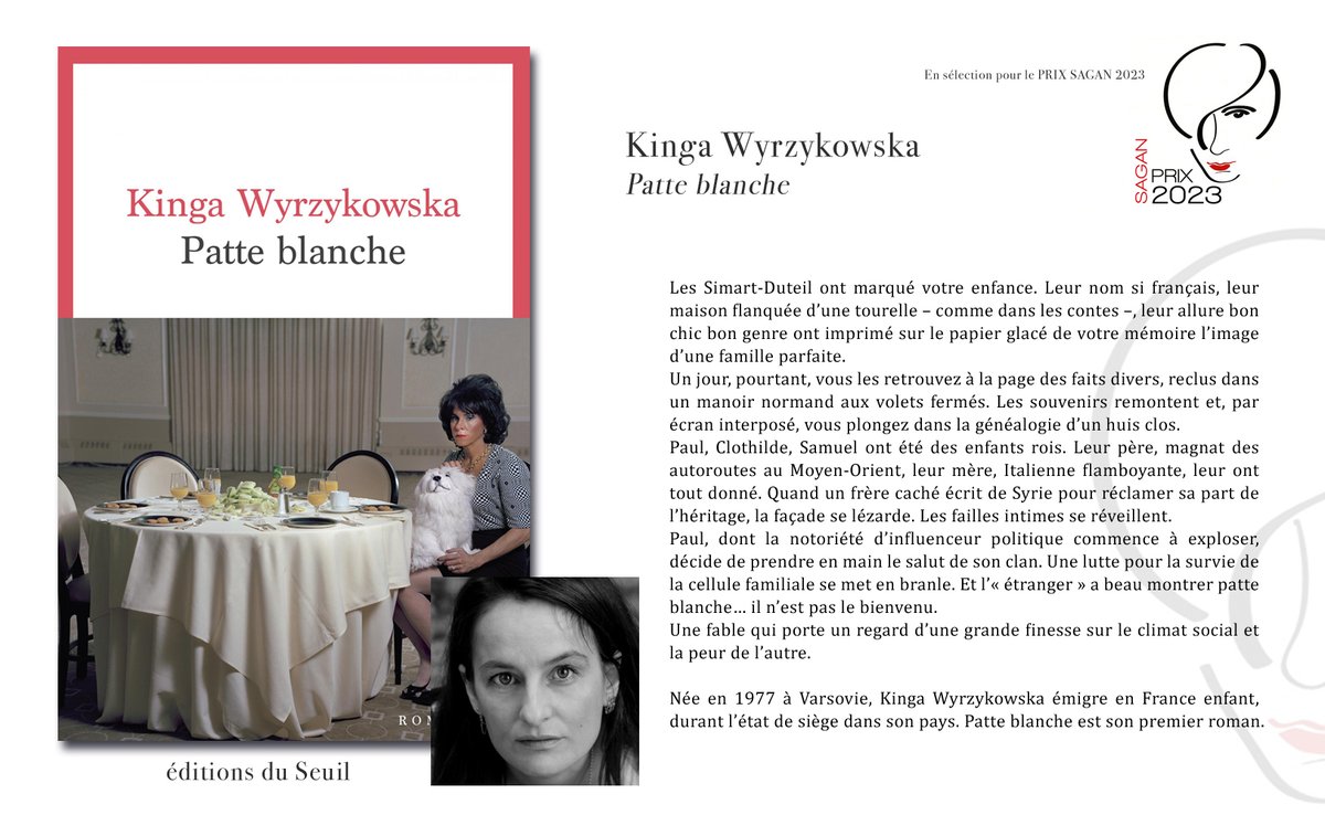 Sélection du prix Françoise Sagan 2023 Kinga Wyrzykowska  -  Patte blanche
aux <a href="/EditionsduSeuil/">Éditions du Seuil</a>
#PrixFrancoiseSagan #françoisesagan #roman #prixlitteraire #prixsagan #selection #litterature #kingawyrzykowska #patteblanche #editionsseuil  #PrixFrancoiseSagan2023