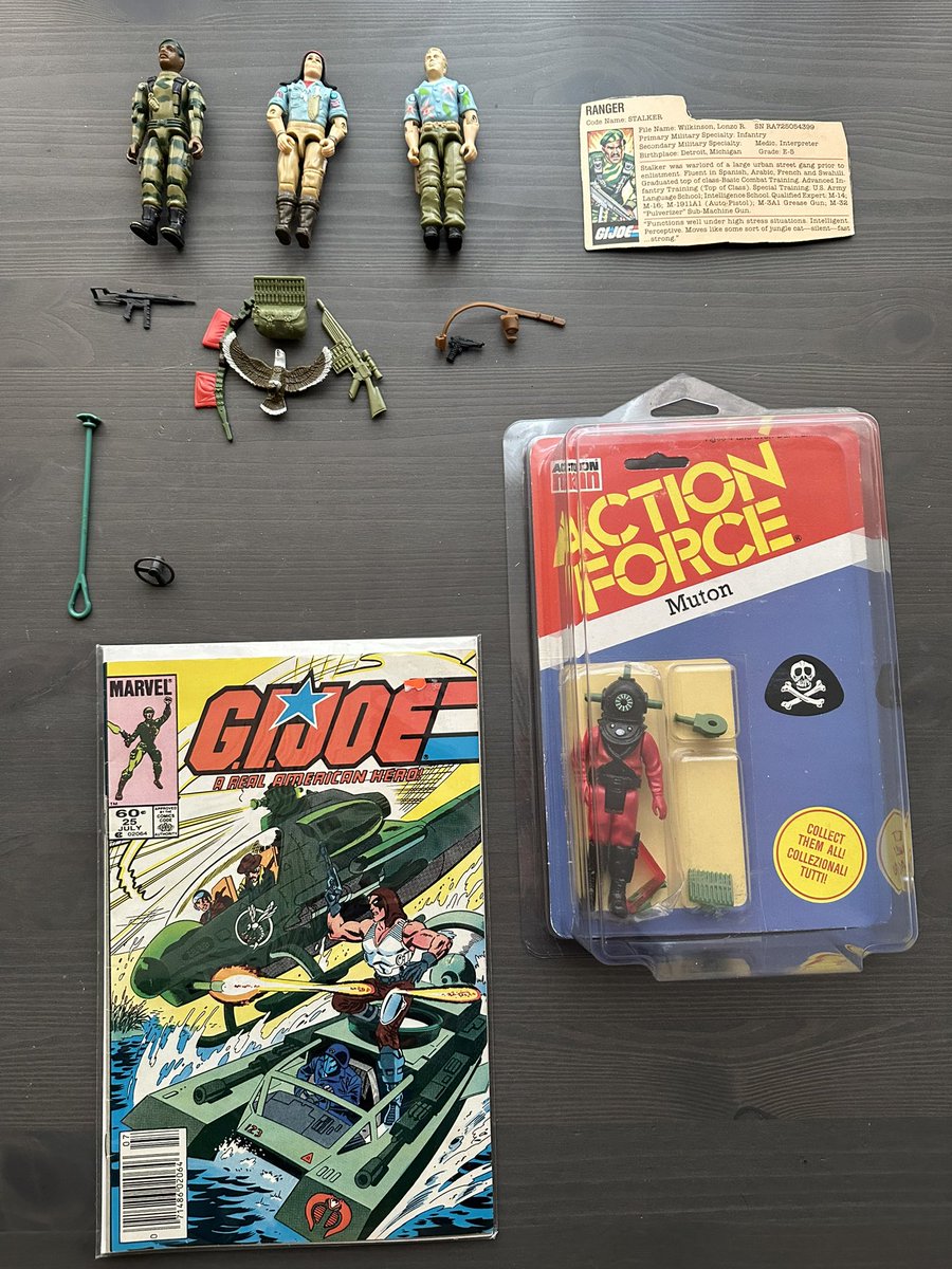 My entire #JoeFest haul.

Spirit will complete 1984 for me.

#25 will complete the Marvel first printing run.

Muton - everyone loves Muton!

#GIJoe #YoJoe #ARAH #80s #80sToys #ActionFigures #Collectibles #GIJoeCollector #GIJoePhotography #JoeNation #ToyPhotography #VintageToys