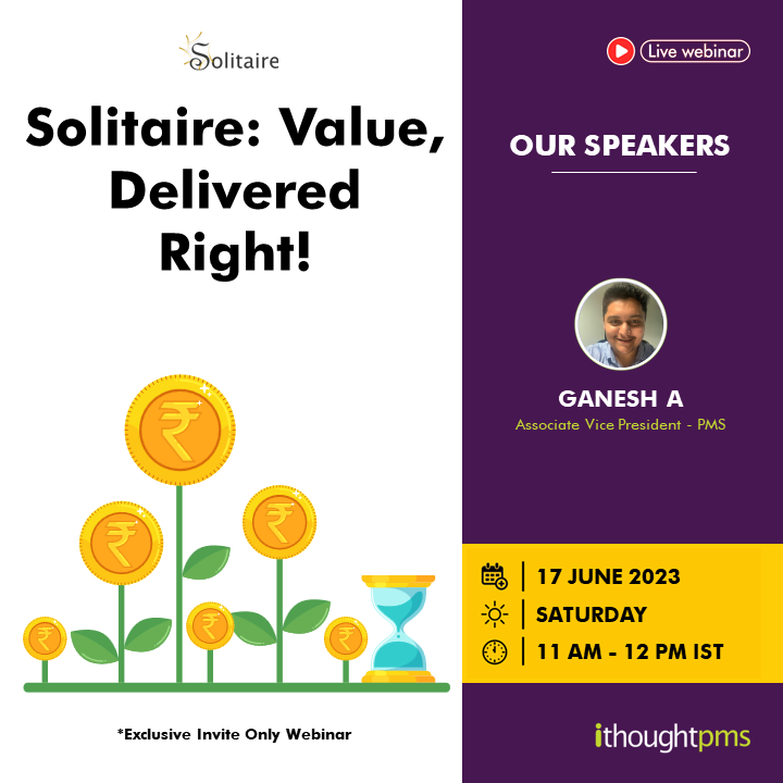 ithoughtpms's tweet photo. Solitaire is all about Delivering Value, and delivering it right!

How does Solitaire manage to do so? How does Solitaire help build a Resilient portfolio?

This, and more in our #webinar!

Join @ganesh936 on 17 June 2023, Saturday at 11 AM IST.

Reg link: https://t.co/Q75fd3iiMT https://t.co/HB1P8HiUUa