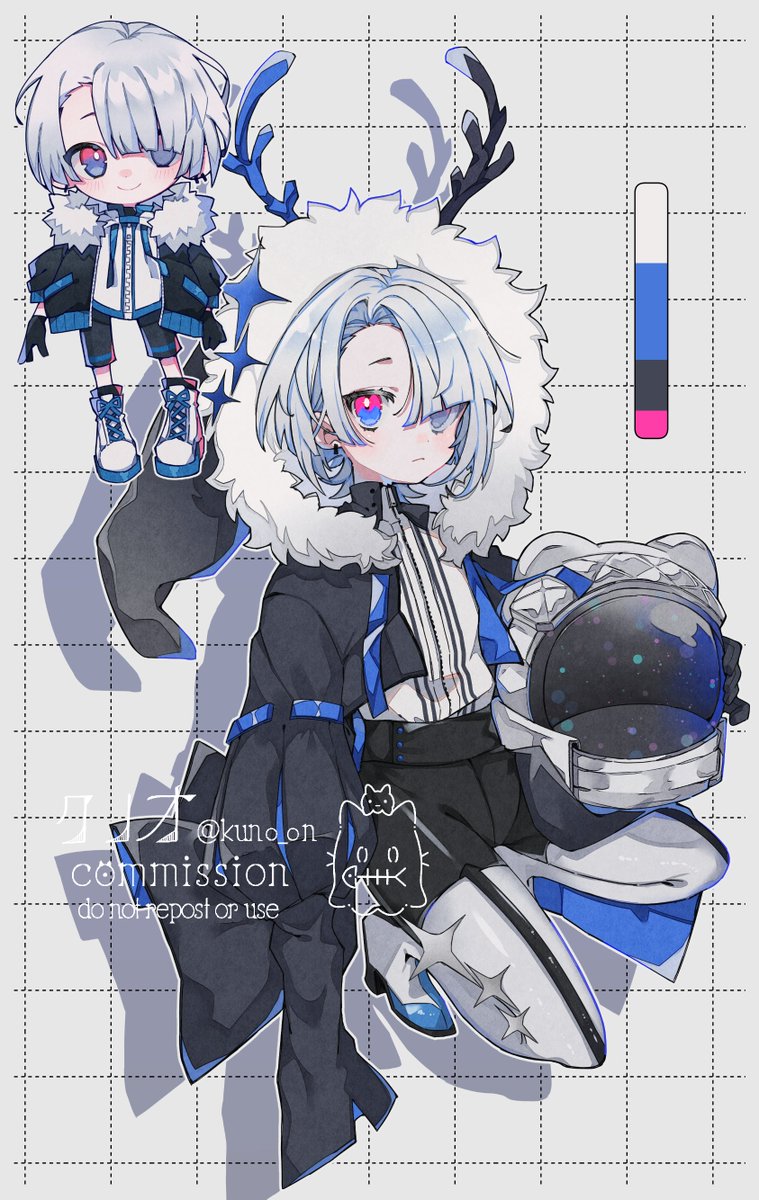 helmet blue eyes white hair jacket jewelry earrings multicolored eyes  illustration images