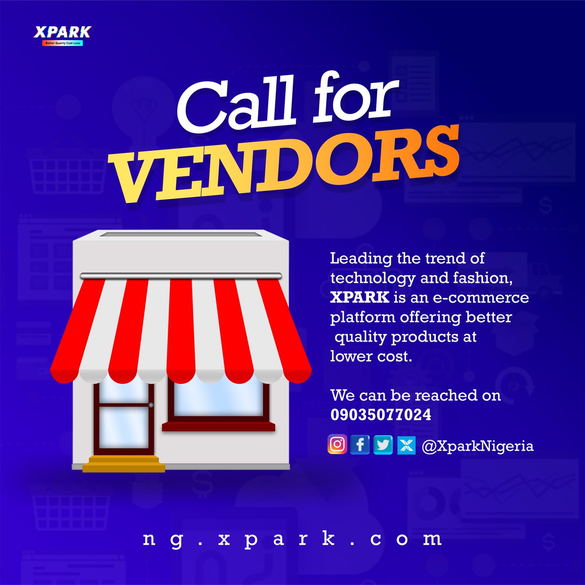 Are you a vendor? 
Looking for a platform to help sell your products with little commission?

Kindly send us a DM and let us onboard you as a vendor on xpark today!