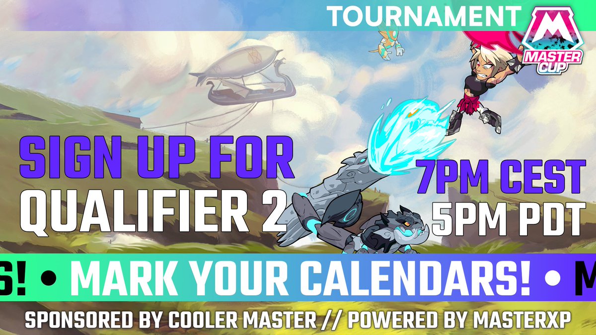 Prepare for an electrifying clash at the <a href="/Brawlhalla/">Brawlhalla</a> #MasterCup Tournament. Qualifier 2 starts on 15th of June at 7PM CEST (Europe)  and 5PM PDT (NA). Will you emerge as the ultimate victor? Enroll now 👉 bit.ly/3CcOpGf 

Sponsored by <a href="/CoolerMaster/">Cooler Master</a> 🔥