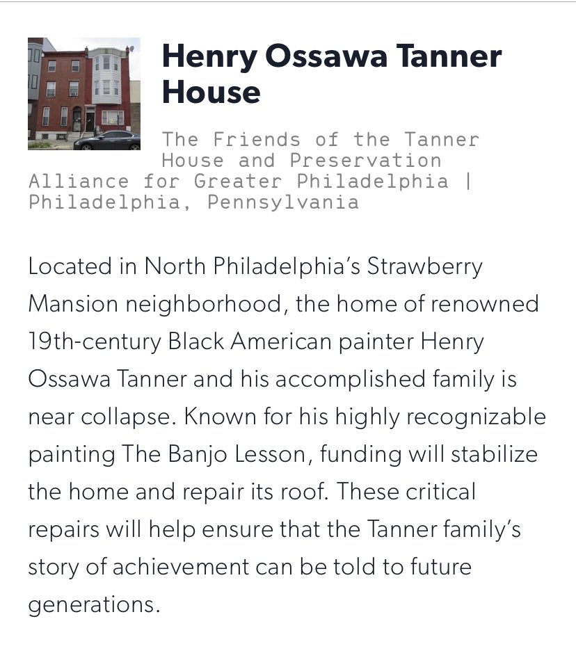 TannerHousePHL's tweet photo. BREAKING NEWS! Proud to announce that we have received $100K from the @SavingPlaces African American Cultural Heritage Action Fund! Click the link below to learn more. #TellTheFullStory #SavingPlaces https://t.co/K0Zm43oLIr https://t.co/qkNilLBXGr