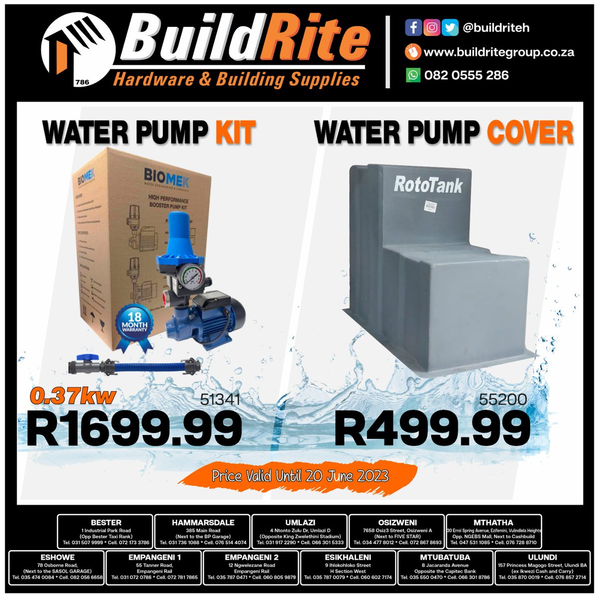 KasiEconomy's tweet photo. Get amazing deals on water pump items at @BuildriteH #sale #buildrite #buildritehardware #BuildRite #buildritehardware #sale #special #buildritehardware #phoenix #Umlazi #hammarsdale #osizweni #empangeni #ngwelezane #esikhaleni #ulundi #eshowe #Mthatha #umtata https://t.co/R6bg3WoI7M