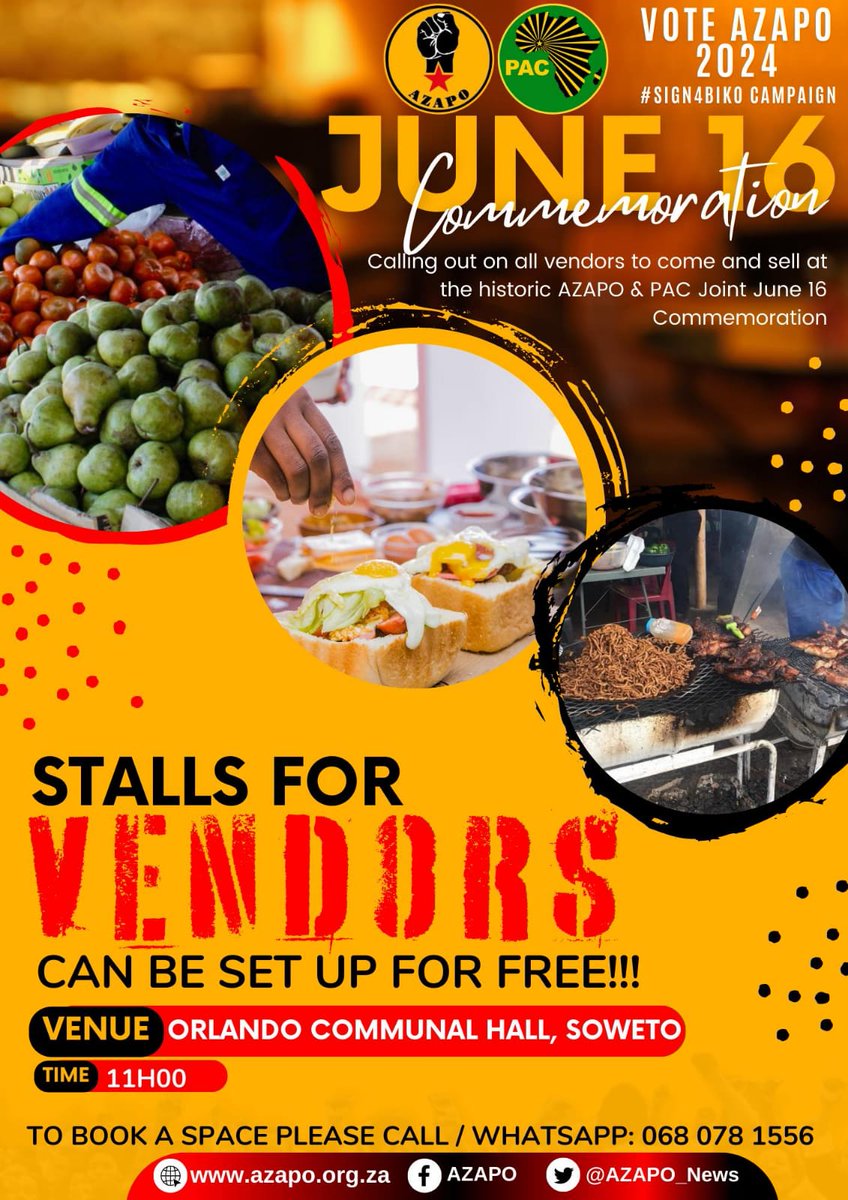 HURRY UP AND GRAB THIS BUSINESS OPPORTUNITY!!!

#AZAPOJUNE16
#SIGN4BIKO
#BUYBLACK

<a href="/MyPAConline/">Pan Africanist Congress of Azania (PAC)</a>

Call/WhatsApp: 068 078 1556