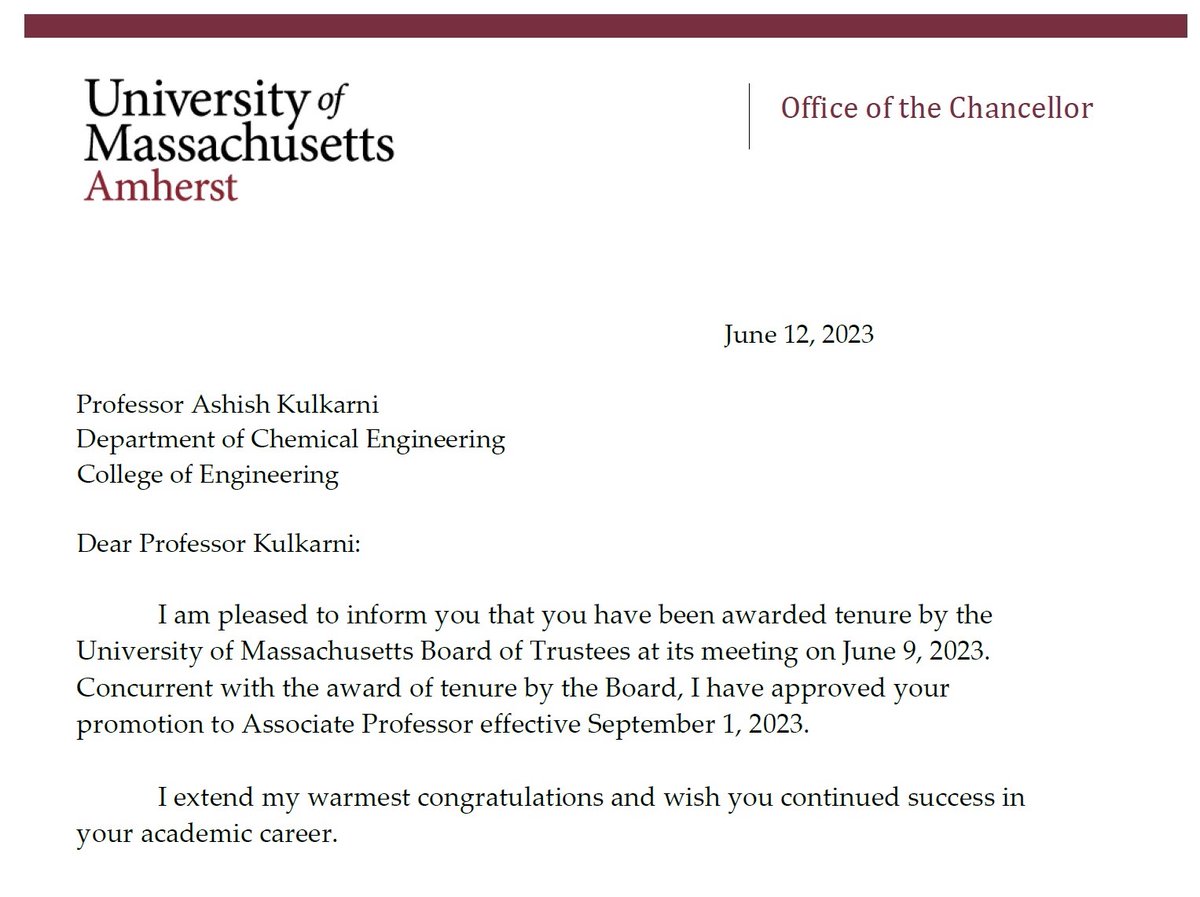 TheKulkarniLab's tweet image. Thrilled to share the news of my tenure and promotion to Associate Professor at @UMassAmherst!! Incredibly fortunate to have best family I could have wished for, exceptional students, supportive colleagues, amazing mentors, collabs, and letter writers!! Onward and upward! 🚀✨