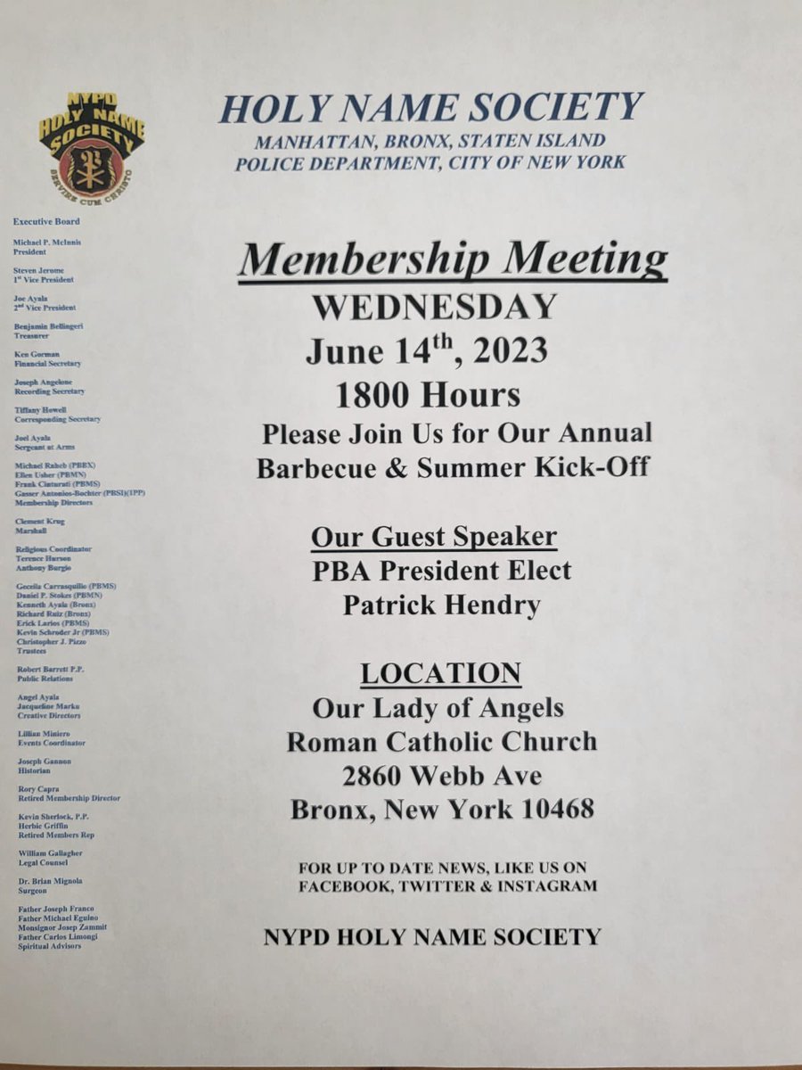 Join us this Wednesday June 14th for our monthly general meeting and summer kickoff BBQ! 🍔🌭🍉