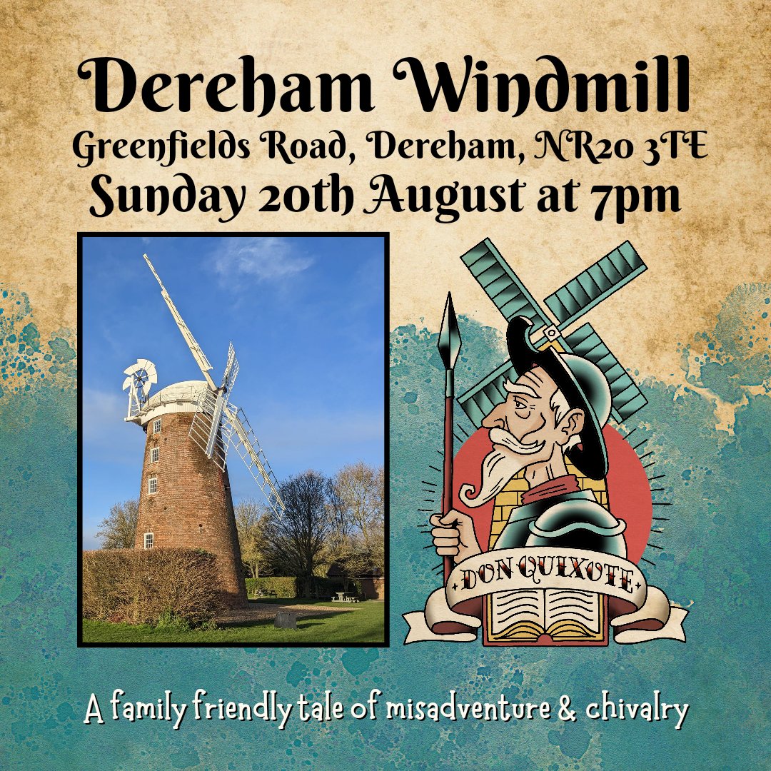 Quill_Inkling's tweet photo. ⭐ Summer Tour Spotlight ⭐
Drumroll, Please! Yes, the final venue for Don Quixote is the majestic Dereham Windmill.
Tickets available now at https://t.co/Q33CCRjhhP
#FarewellDonQuixote #MemorableClosingNight #DerehamWindmill #TiltingAtWindmills #Dereham #Norfolk #WhatsOnNorfolk https://t.co/zOKzlK3vGC
