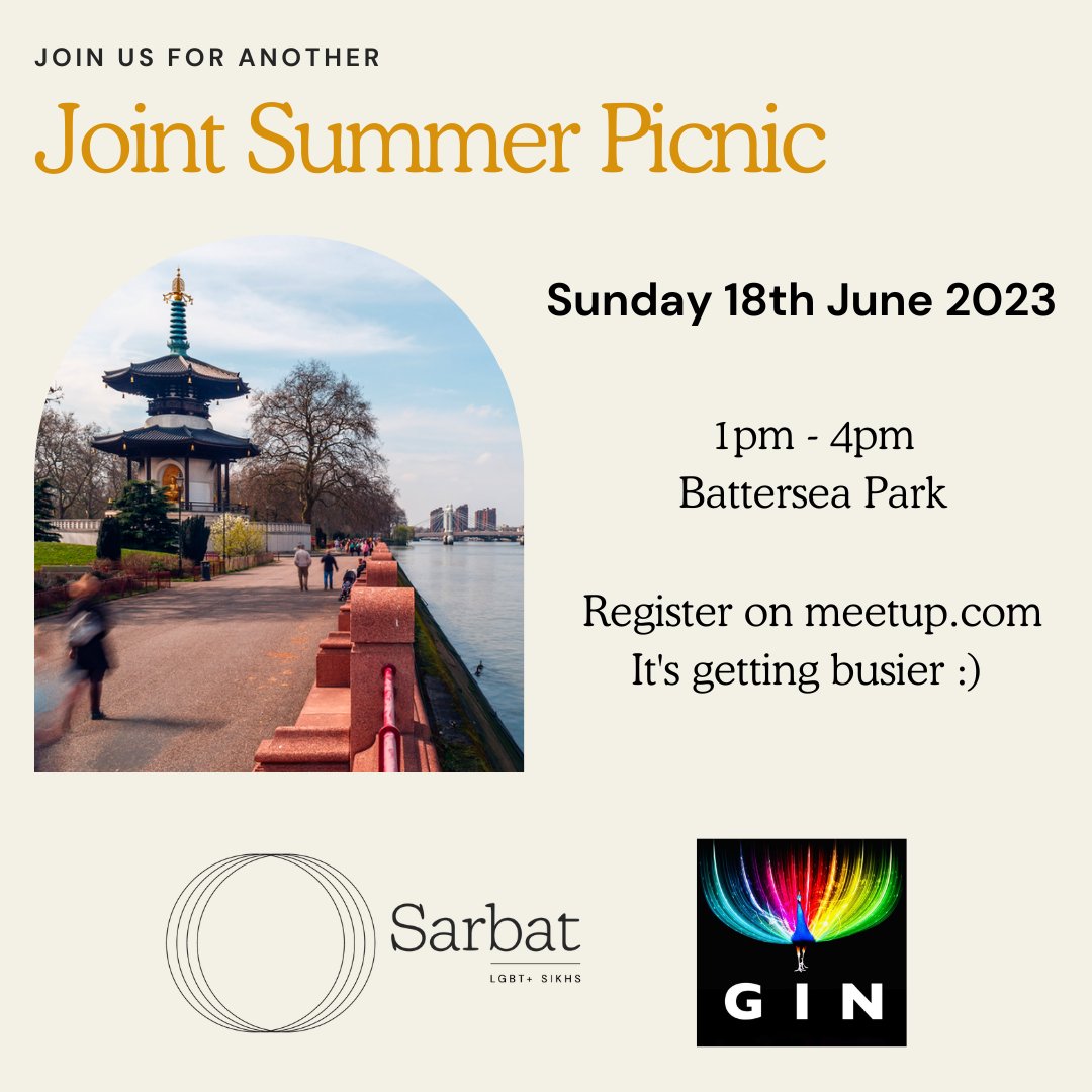 Our first picnic of the year with <a href="/GINindianUK/">GIN UK (LGBTQ+ Indian & South Asian Network) in UK</a> is getting busier. There are no train strikes and the weather is looking to be awesome  😎 ⭐️👍

meetup.com/gin-gay-indian…