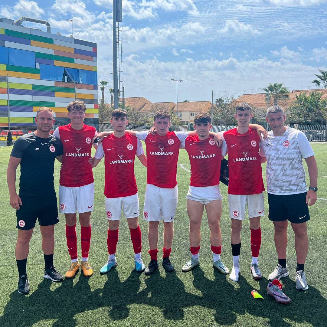 Our U18s side enjoyed a 7-0 victory over Alicante City FC in the Spanish sun this morning 🇪🇸☀️

⚽️⚽️⚽️ Jack Hastings 
⚽️ Jude O’Hara
⚽️ Ciaran McDonnell
⚽️ Archie Athern
⚽️ Leon O’Neill 

#WeAreLarne #ForTheTown