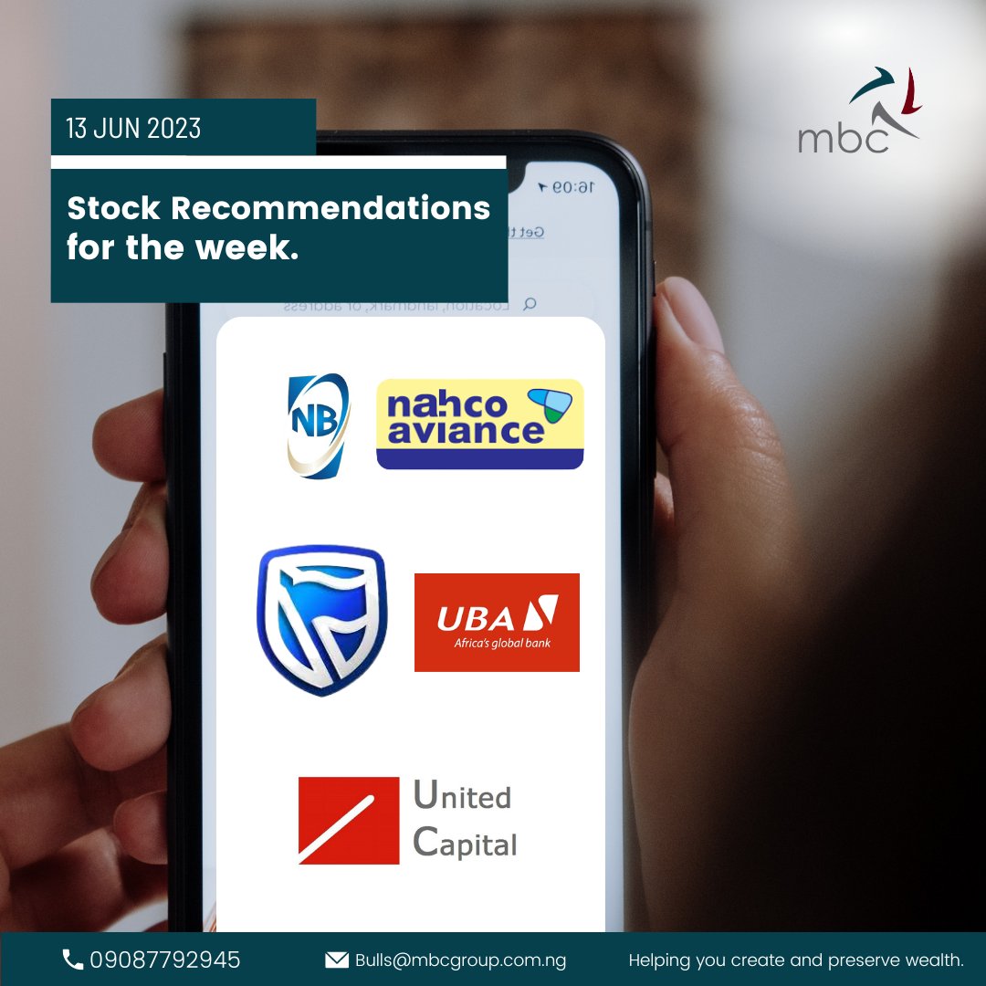 Here’s our stock recommendation for the week.
#mbcsecurities #investnow #investinnigeria #buynairatogrowthenaira #business #nigerianinvestors #nigerianinvestorsinuk #nigerianindiaspora #stockrecommendations #nigerianstockmarket #buyshares #monthoflove #mbcnigeria