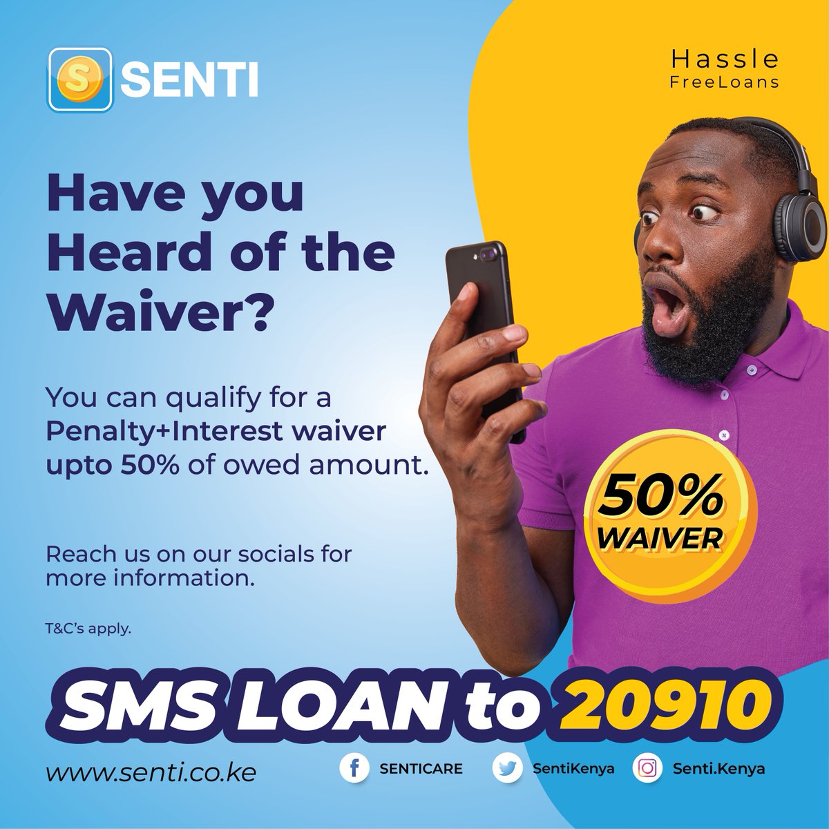sentikenya's tweet photo. Repay your loan via paybill 517910 to get another loan with us.
#senti #senticare #waiver #loanrepayment #hasslefreeloans https://t.co/h76Y9WUnTw