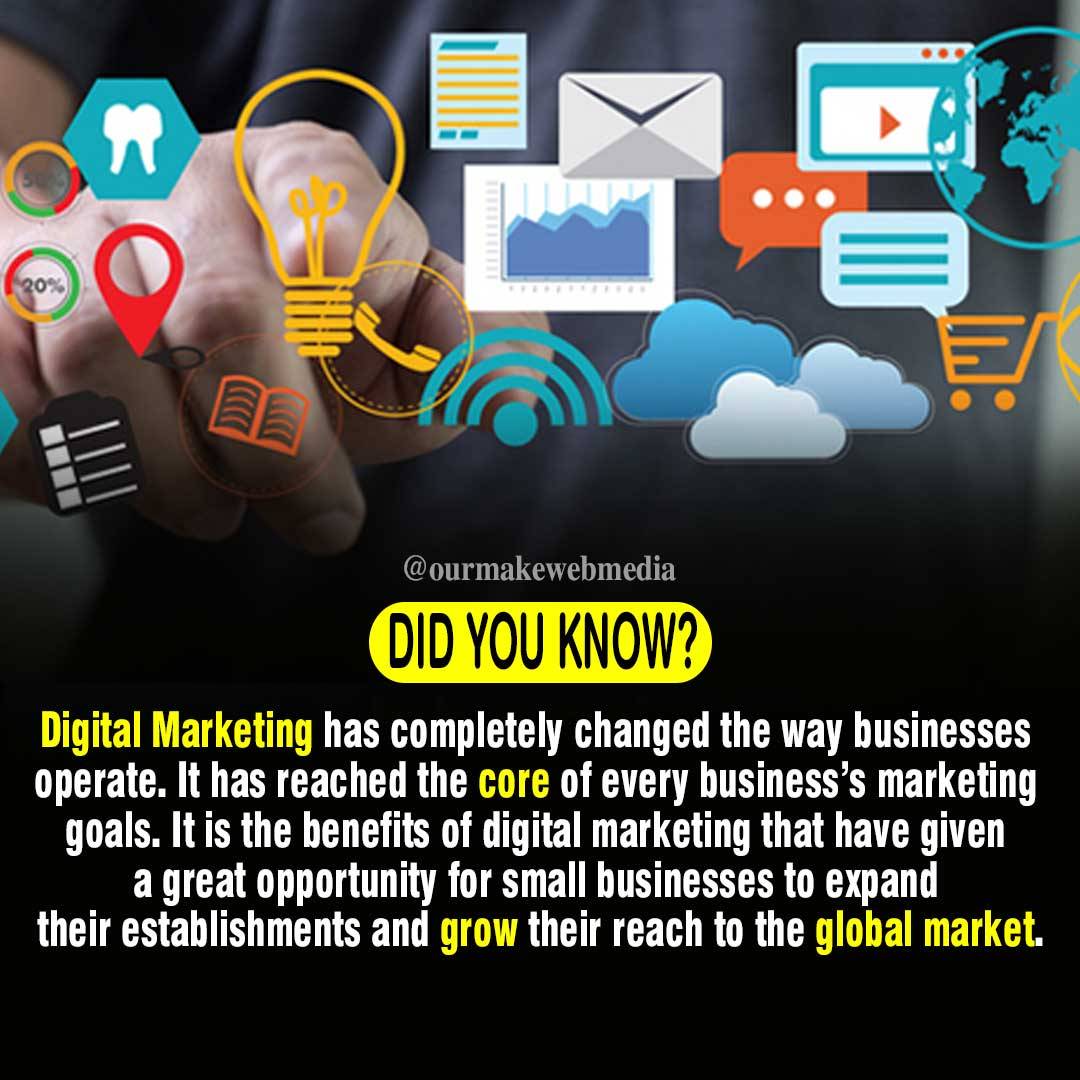 Find out more how digital marketing can help your brand.

#DigitalMarketing #DigitalMarketingFacts #DigitalMediaFacts #BusinessSolutions  #FactsAboutBusiness#BrandingGrowth #BrandingSuccess #BusinessHub #Competitors #Viral #Trending #OurMakeWebMedia