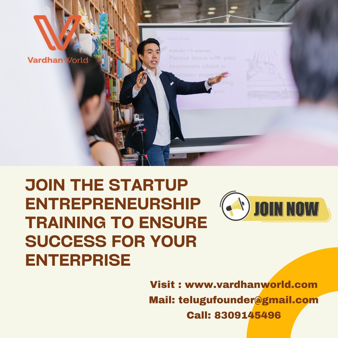 VardhanWorld's tweet image. Ramp up your Startup game with Startup Entrepreneurship training.
vardhanworld.com
telugufounder@gmail.com
8309145496
#entrepreneurshipcourse #startuptraining #StartupCourses #StartupEducationcourses  #entrepreneurial #startups #telugufounder #vardhanworld #vardhantips