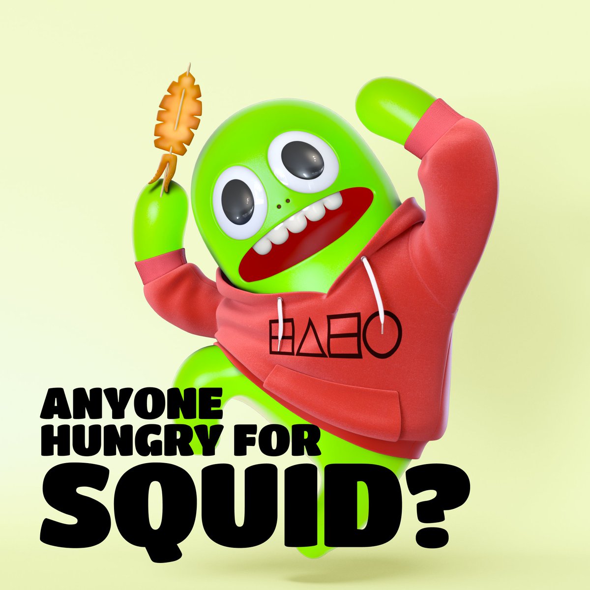 WOOENG_xyz's tweet photo. Squid skewer anyone? Gotta pull it out.

Everyone has a BABO side.

#WOOENG #BABO #STUPID #NFT #WEB3 #PRESALE #WHITELIST https://t.co/N9Uwb24Y6D