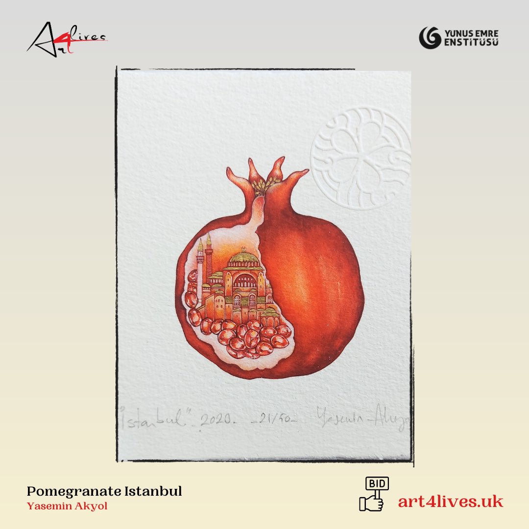 art4lives's tweet photo. “Pomegranate Istanbul” by Yasemin Akyol. 
- This artwork is a fine art print hand embellished with 24 carat gold to give a shiny finish.
- Available at https://t.co/sPVN2WndEp.
- All proceeds will be donated for helping people affected by the earthquake in Türkiye. https://t.co/L0xPj5NOTL
