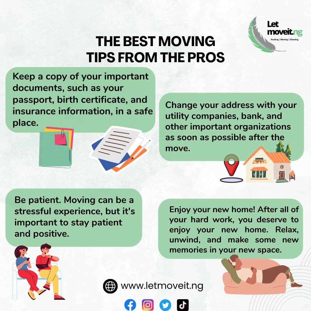 Moving can be a stressful experience, but it
doesn't have to be.

LetmoveIt.ng is here to help with our expert moving
tips!!

Get a FREE quote today at letmoveit.ng

#Letmoveitng #abujarealestateagent #movingcompany #abujarealtors #university #abuja