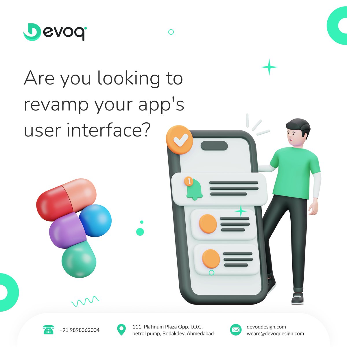 Our expert team of UI designers is here to help you create a visually stunning and intuitive interface that will leave your users delighted. Get in touch with us today!
#UIRevamp #AppDesign #UserInterface #Mobileapp #UIUXDesign #UXDesign #MobileFirstDesign #UserExperience #Devoq