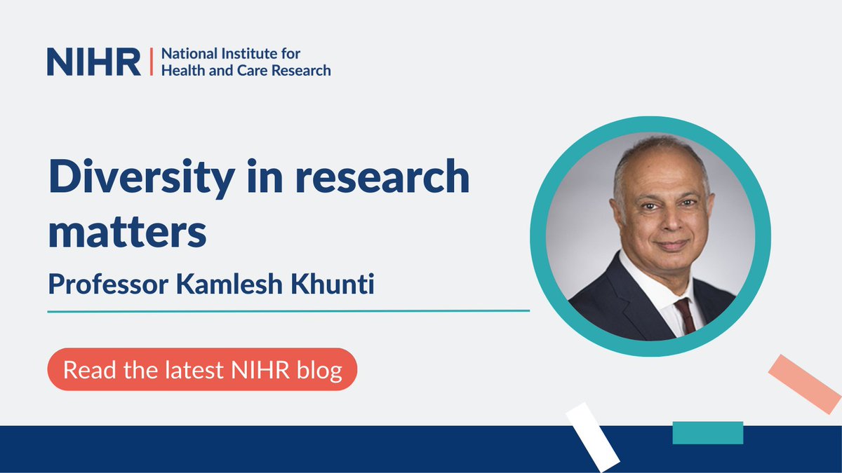 Why does #diversity in research matters? Read the latest @NIHRresearch blog by our Director Professor @kamleshkhunti and find out what you can do to include diversity and inclusion in your research. 🔗nihr.ac.uk/blog/diversity…