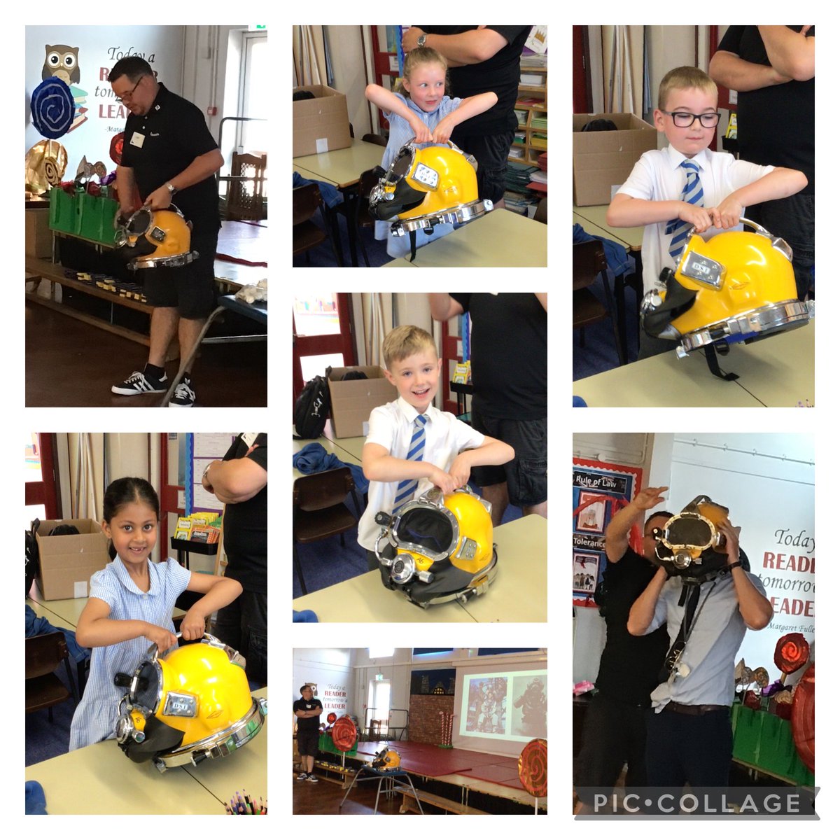 The children in year 1 had a super start to Career's Week yesterday.

They had visit from Mr Finch who is a subsea engineer/diver. His diving helmet was very heavy!